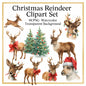 Stickerbogen – Aquarell Weihnachts-Rentier-Clipart-Set: 48 PNG-Designs