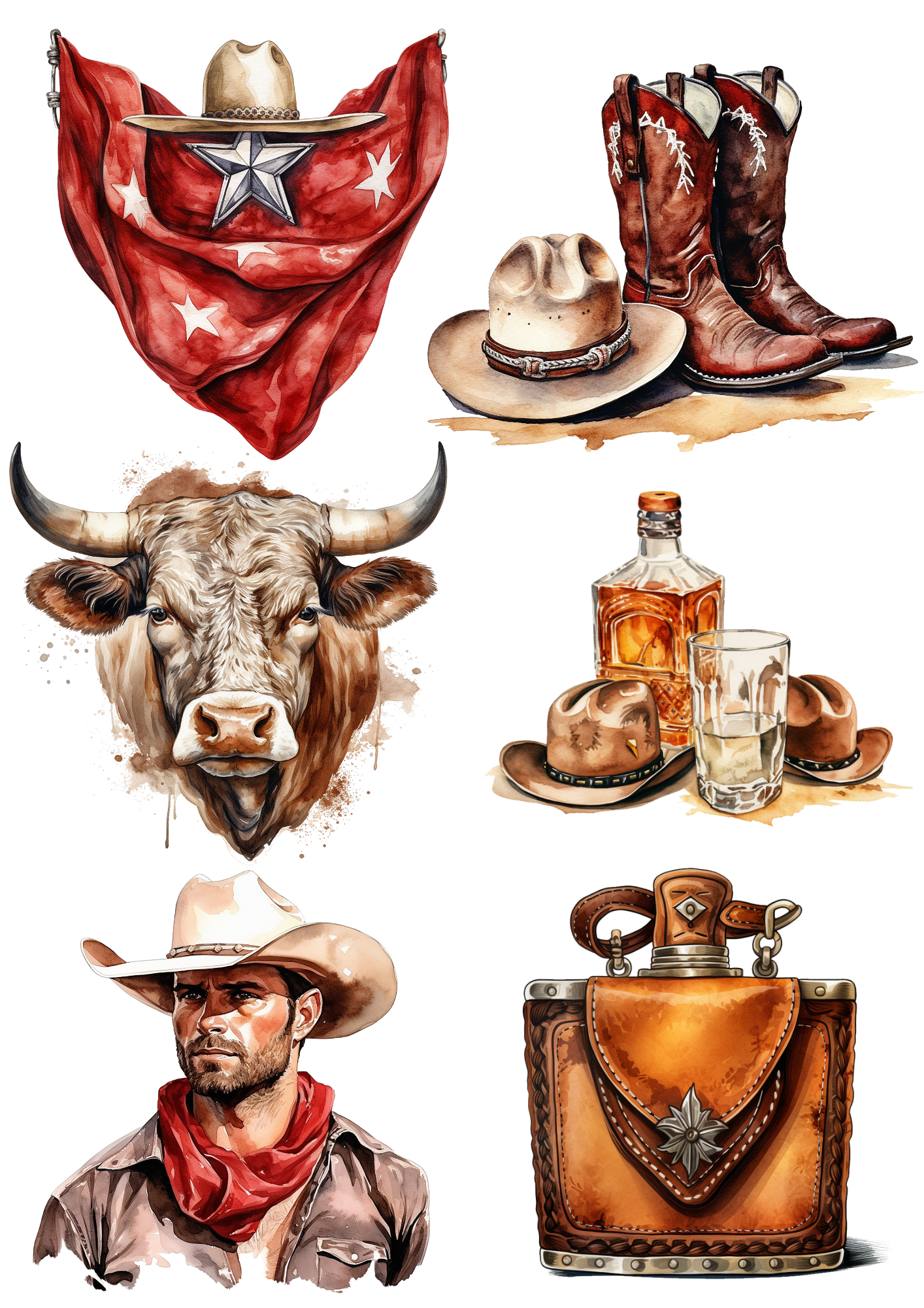 Sticker Sheet / Greeting Card – Attributes Wild West Collage Cat. No. 8317