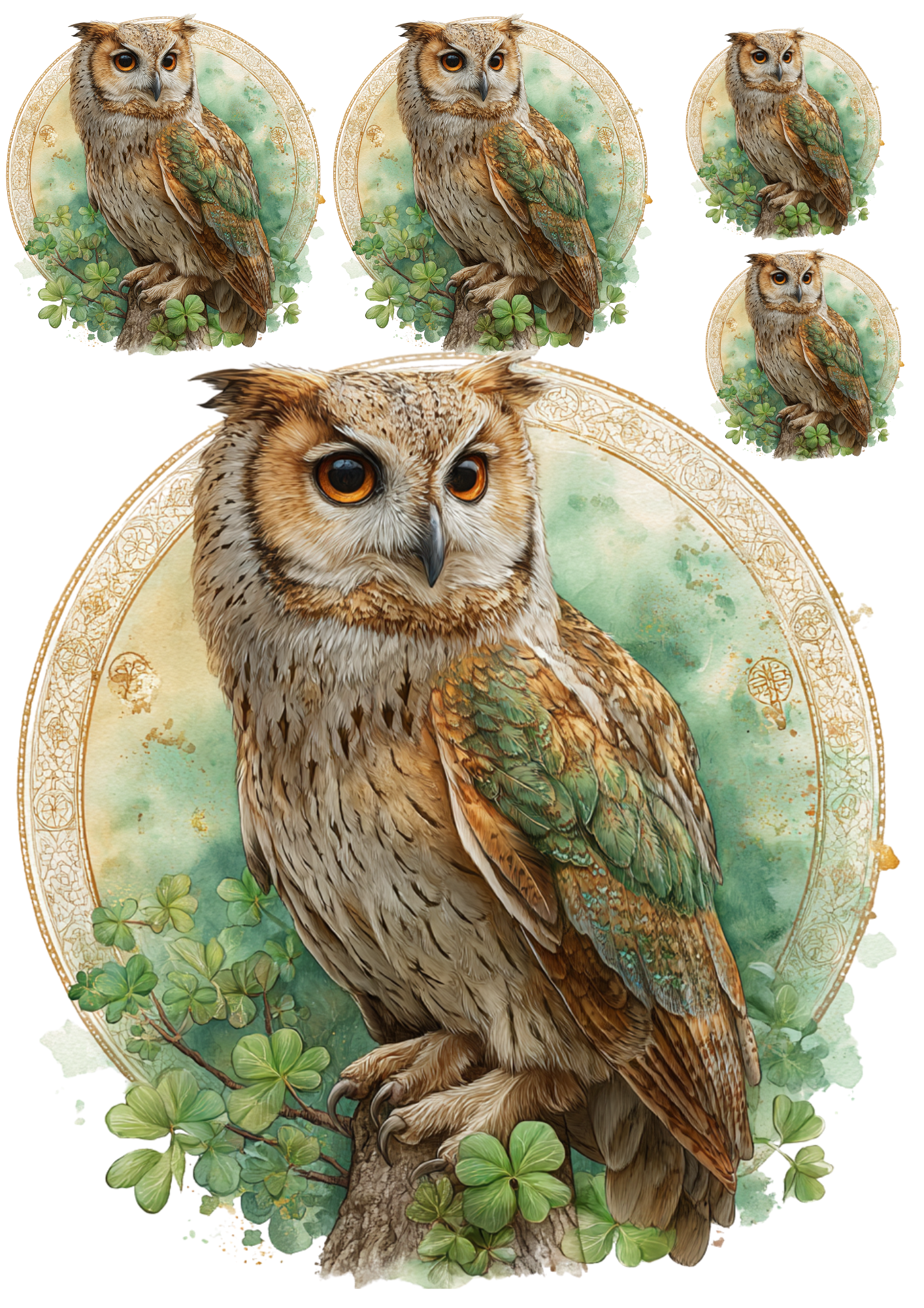 Sticker Sheet / Greeting Card – Owl Collage Cat. No. 8320