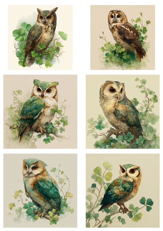 Sticker Sheet / Greeting Card – Owl Collage Cat. No. 8321