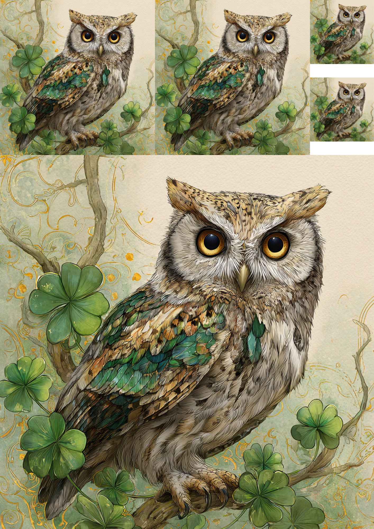 Sticker Sheet / Greeting Card – Owl Collage Cat. No. 8322