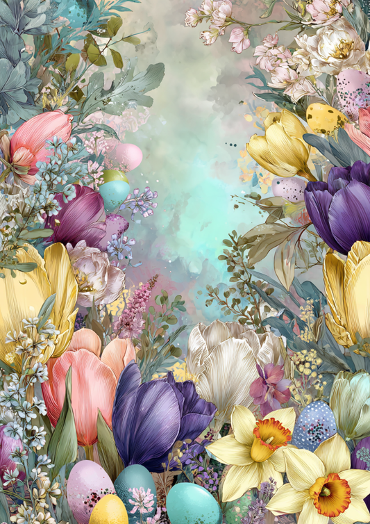 Sticker Sheet / Greeting Card – Spring Floral Background Full Cat. No. 8324