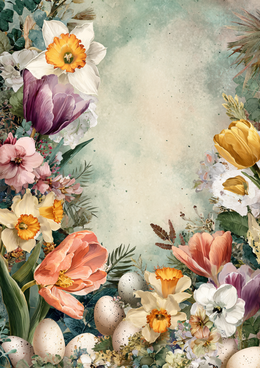 Sticker Sheet / Greeting Card – Spring Floral Background Full Cat. No. 8326
