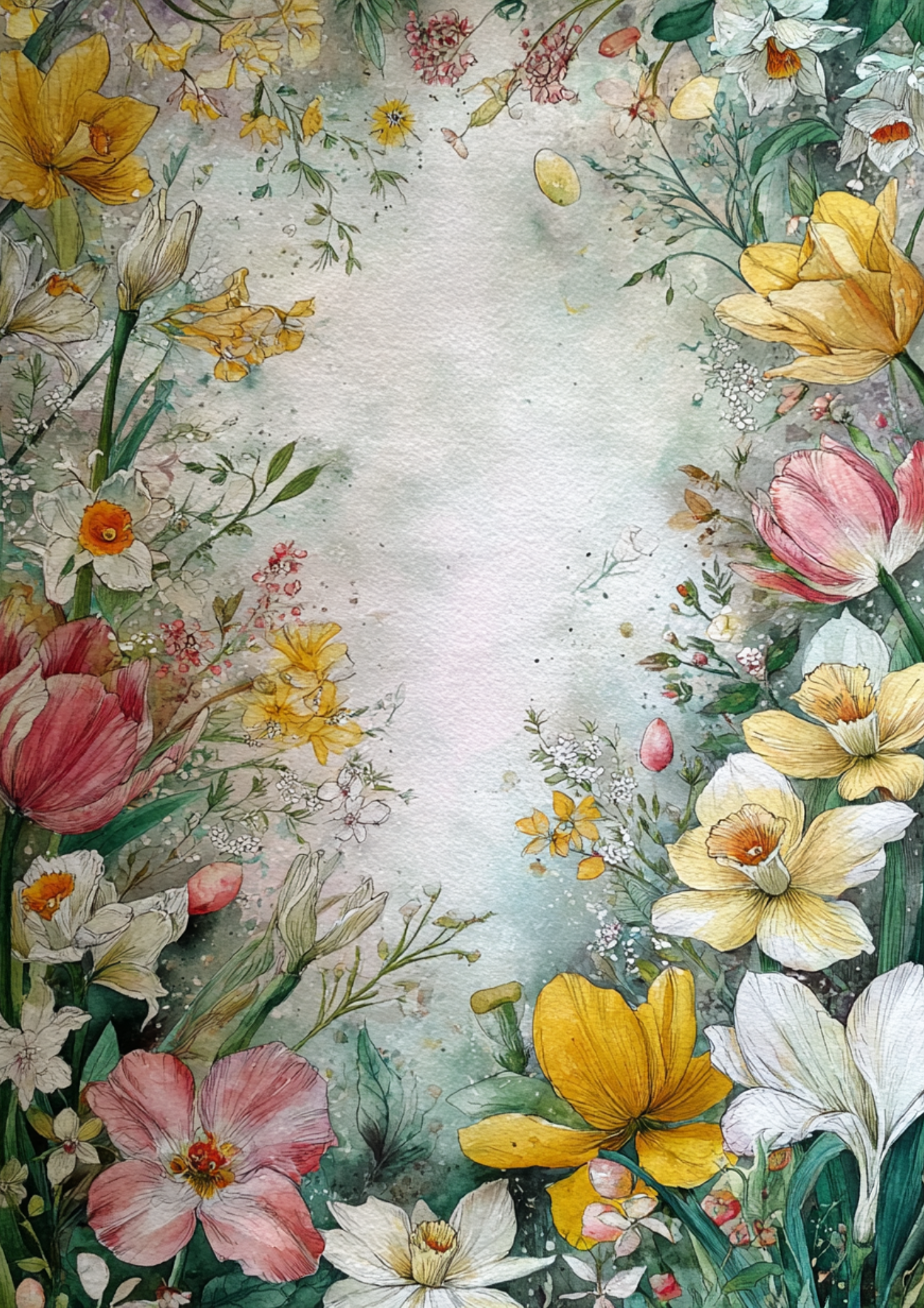 Sticker Sheet / Greeting Card – Spring Floral Background Full Cat. No. 8327