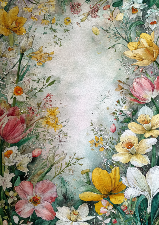 Sticker Sheet / Greeting Card – Spring Floral Background Full Cat. No. 8327