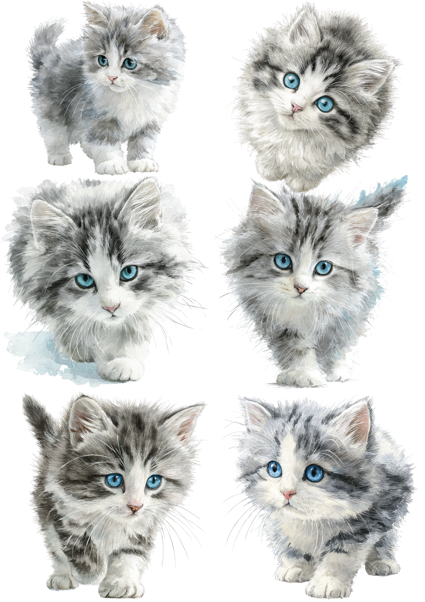 Sticker Sheet / Greeting Card – Little Kitten Collage Cat. No. 8332