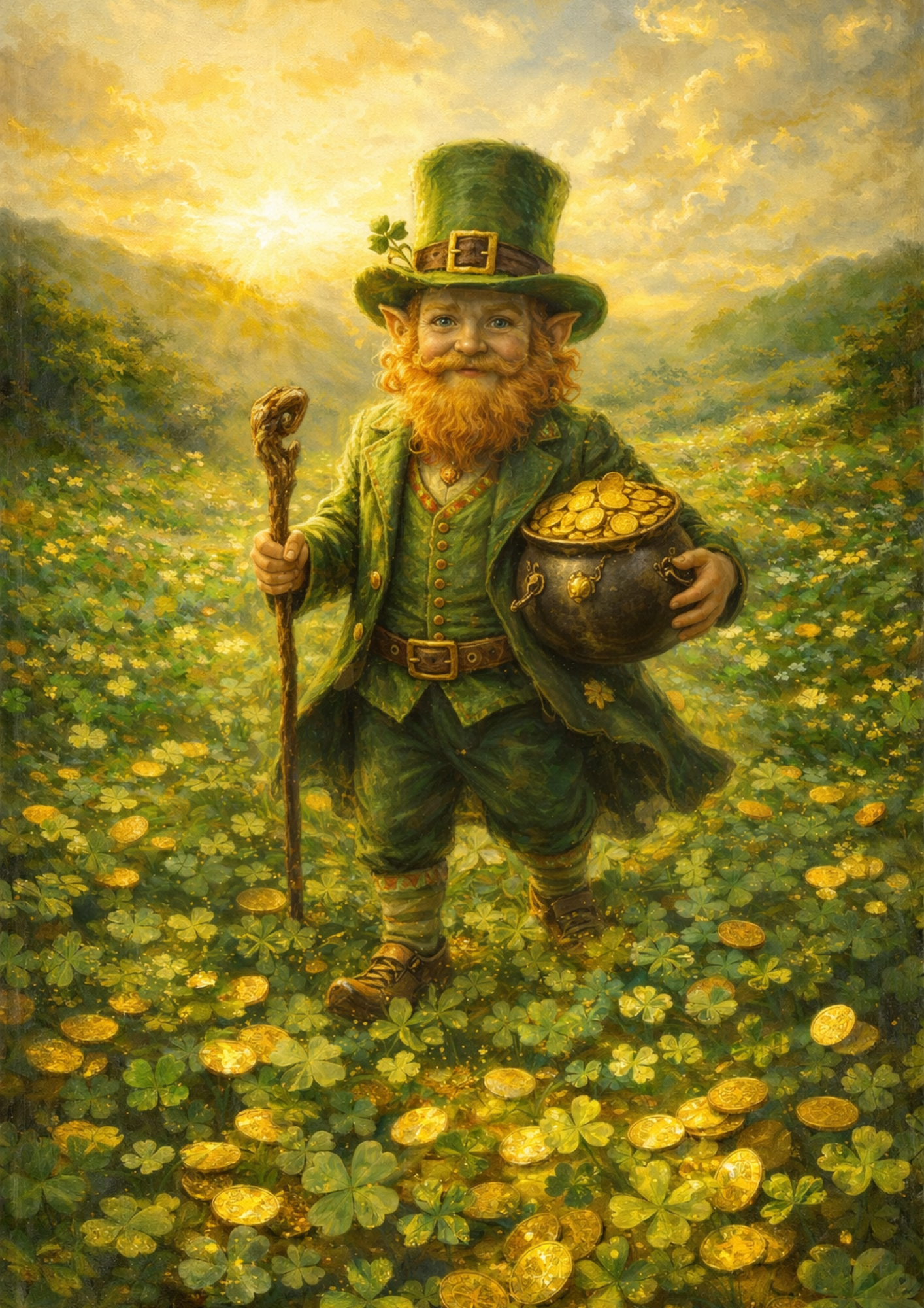 Sticker Sheet / Greeting Card – St. Patrick's Day Leprechaun Full Cat. No. 8334