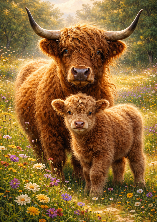 Sticker Sheet / Greeting Card – Highland Cows Full Cat. No. 8336
