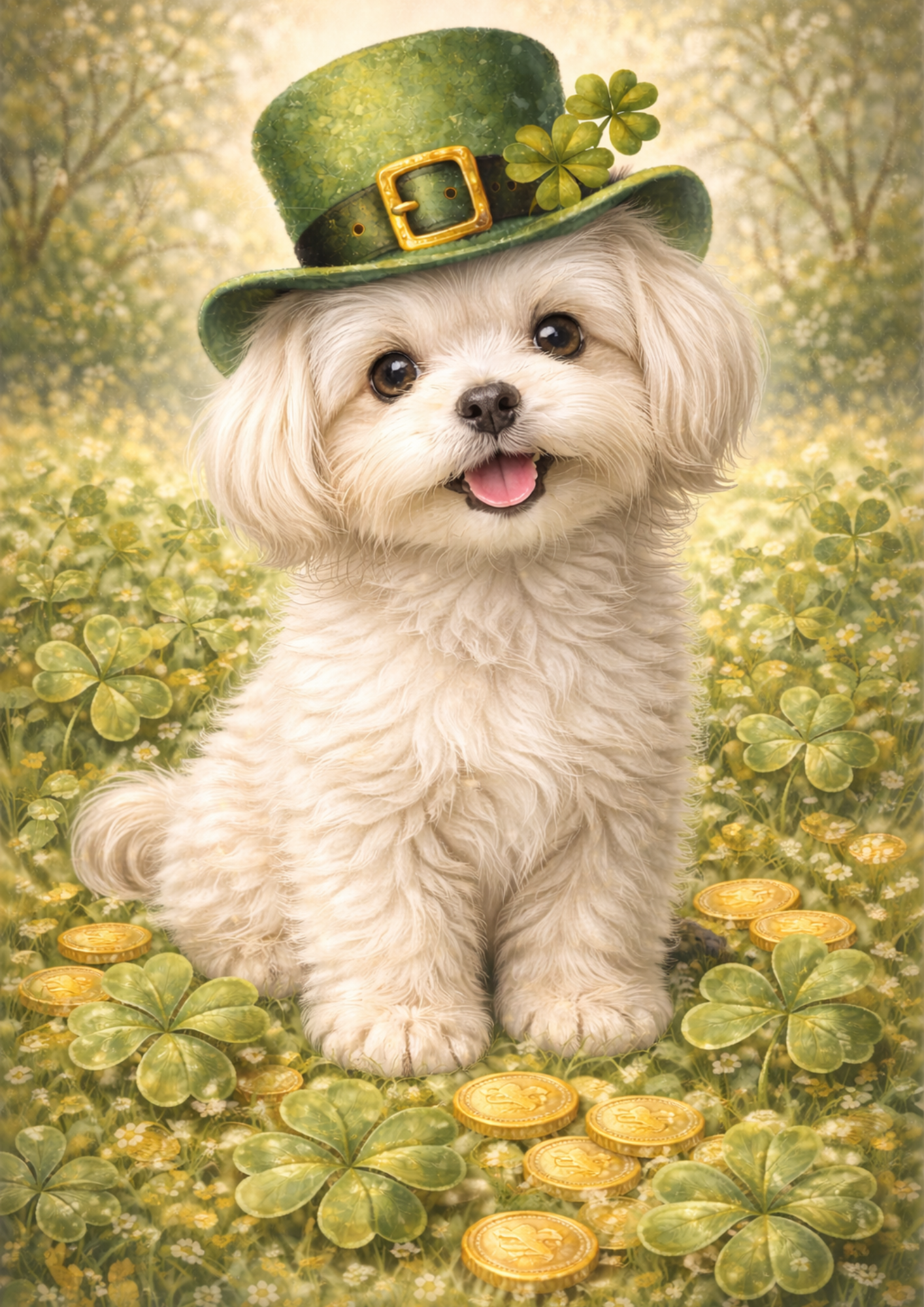 Sticker Sheet / Greeting Card – St. Patrick's Day Dog in a Hat Full Cat. No. 8342