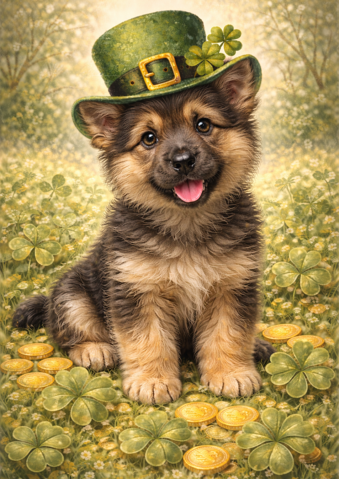 Sticker Sheet / Greeting Card – St. Patrick's Day Dog in a Hat Full Cat. No. 8343