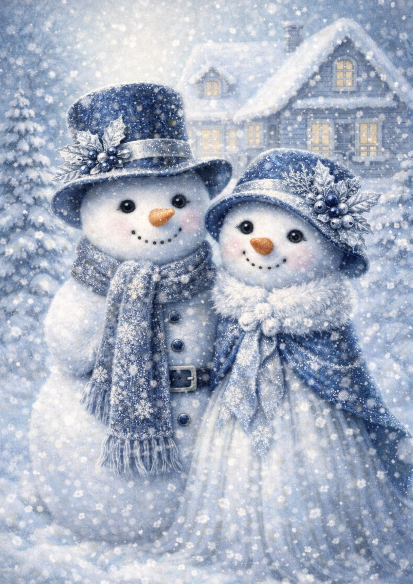 Sticker Sheet / Greeting Card – Pair of Snowmen Full Cat. No. 8352