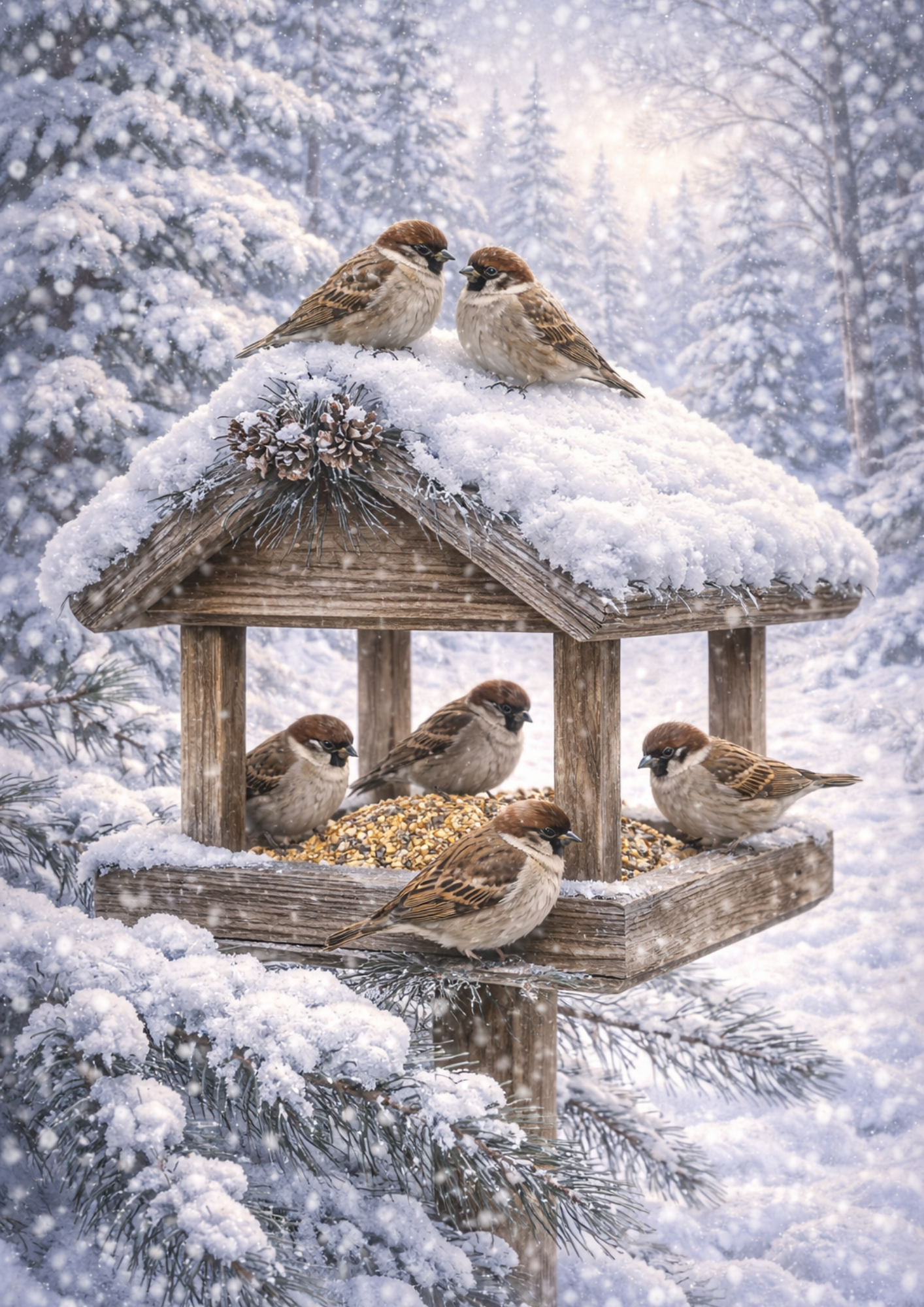 Sticker Sheet / Greeting Card – Bird Feeder In Winter Full Cat. No. 8357