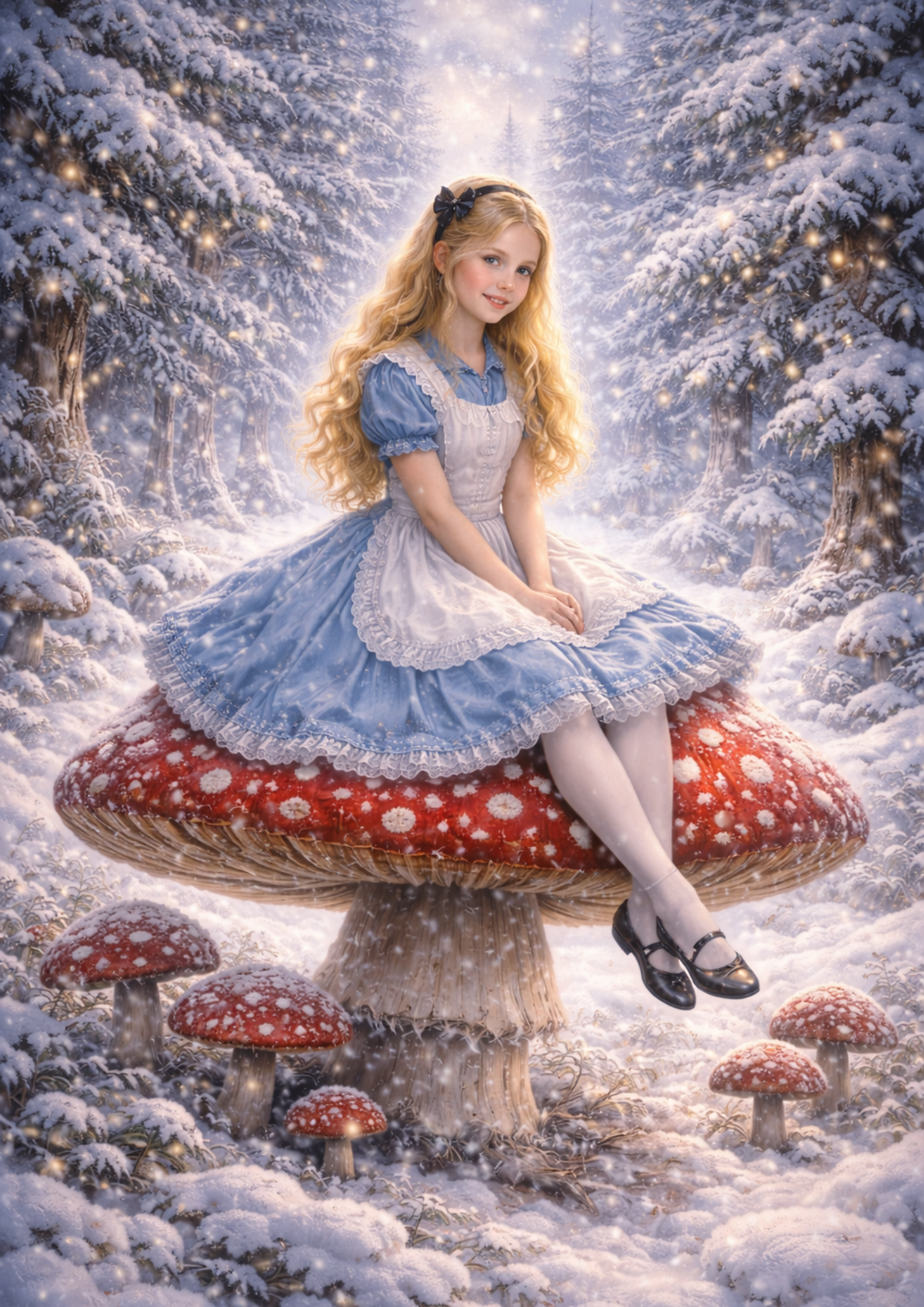 Sticker Sheet / Greeting Card – Alice in Wonderland and the Mad Hatter in Winter Full Cat. No. 8363