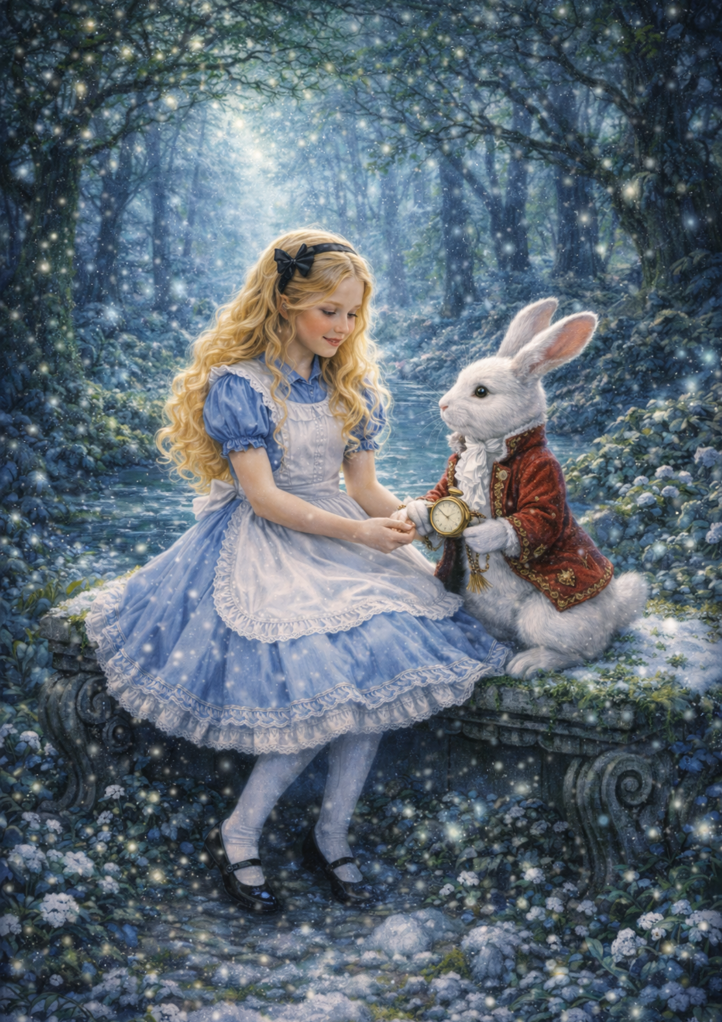 Sticker Sheet / Greeting Card – Alice in Wonderland and the White Rabbit Full Cat. No. 8368