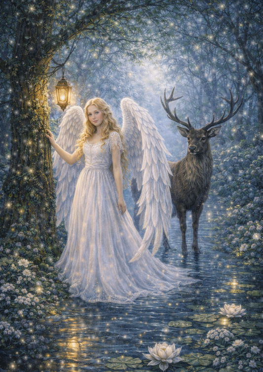 Sticker Sheet / Greeting Card – Angel And Deer Full Cat. No. 8371