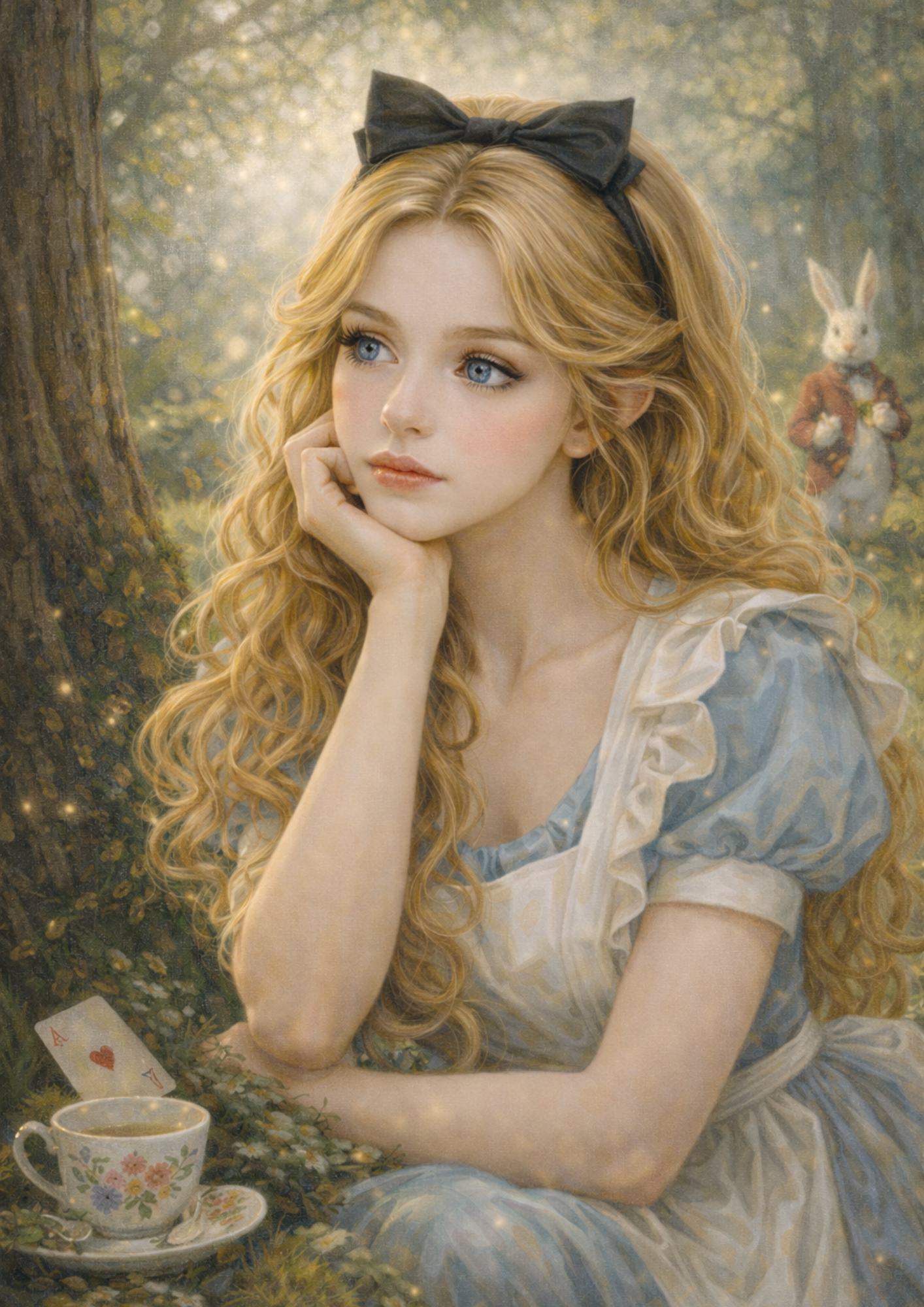 Sticker Sheet / Greeting Card – Alice in Wonderland and the White Rabbit Full Cat. No. 8381