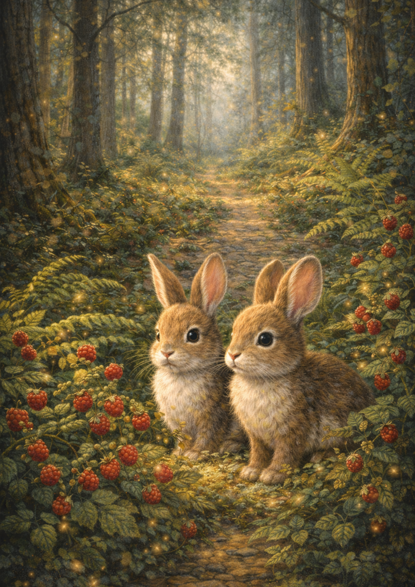 Sticker Sheet / Greeting Card – A Pair of Rabbits in the Forest Full Cat. No. 8385