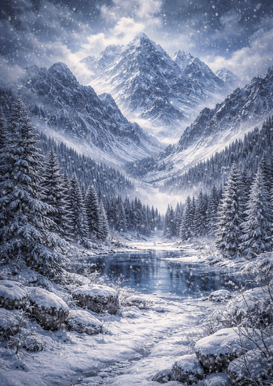 Sticker Sheet / Greeting Card – Mountains in Winter Full Cat. No. 8387