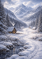 Sticker Sheet / Greeting Card – Mountains in Winter Full Cat. No. 8388