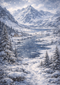 Sticker Sheet / Greeting Card – Mountains in Winter Full Cat. No. 8389