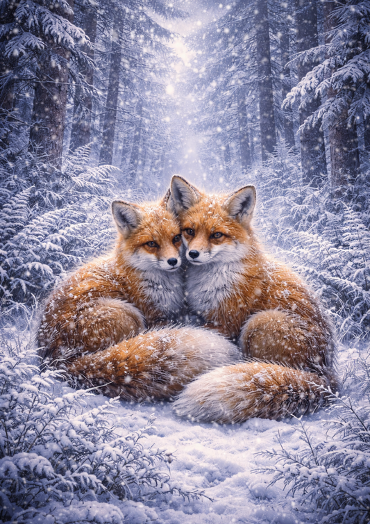 Sticker Sheet / Greeting Card – Foxes In The Winter Forest Full Cat. No. 8392
