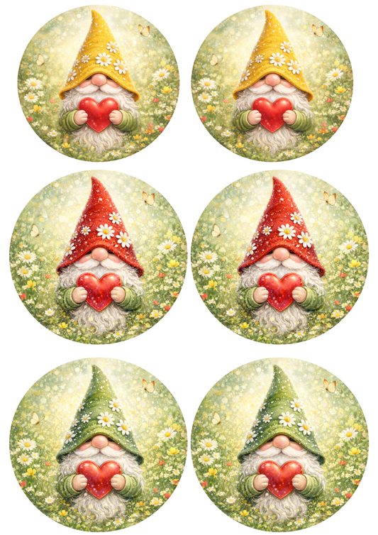 Sticker Sheet / Greeting Card – Leprechaun Holding a Heart In Circles Collage Cat. No. 8399