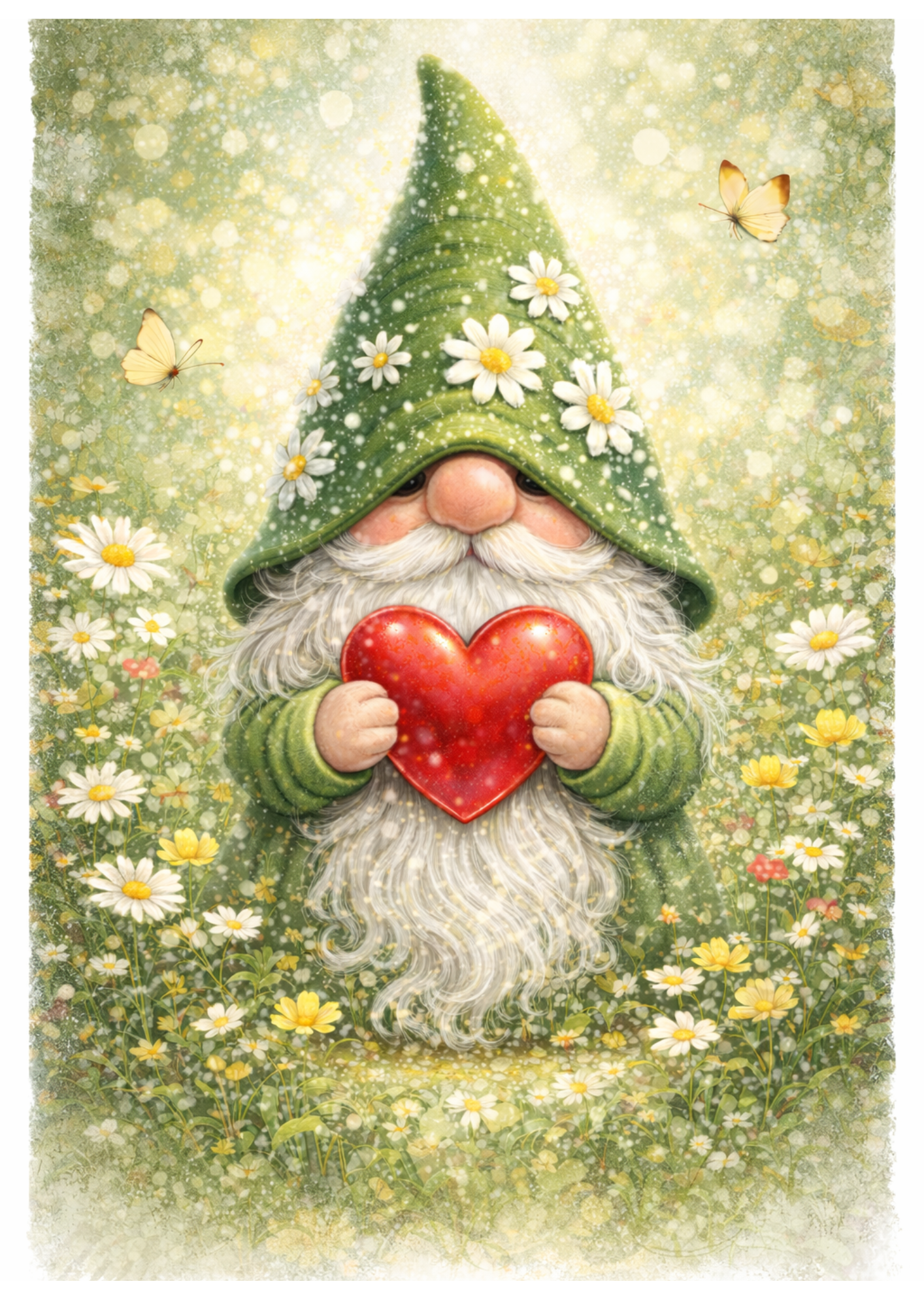 Sticker Sheet / Greeting Card – Leprechaun Holding a Heart Full Cat. No. 8401