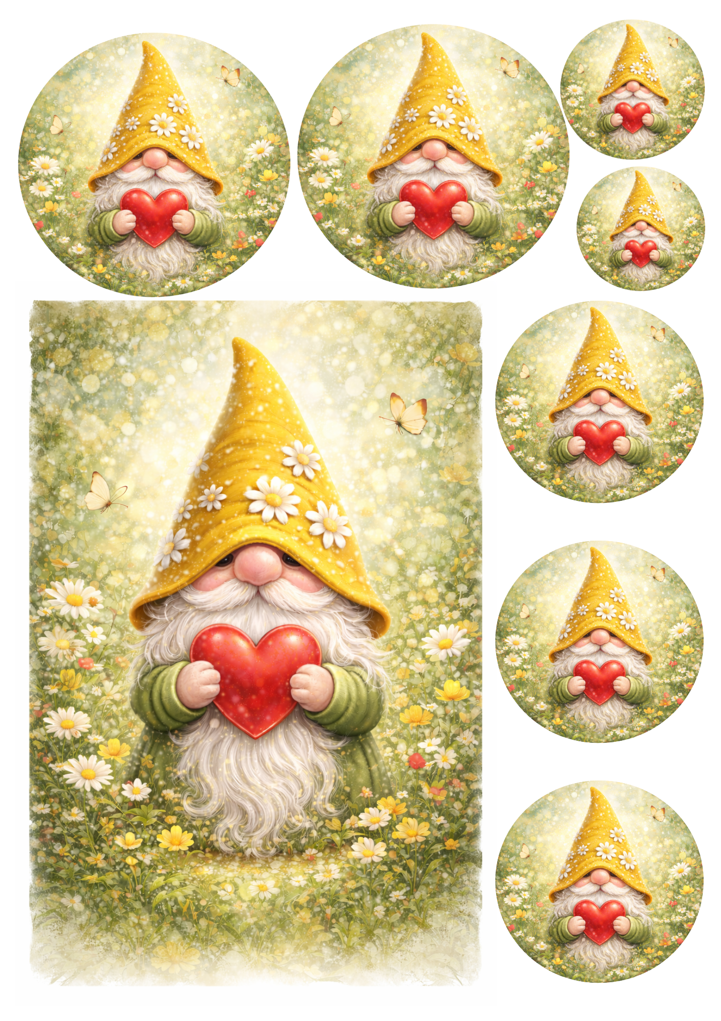 Sticker Sheet / Greeting Card – Leprechaun Holding a Heart Collage Cat. No. 8404