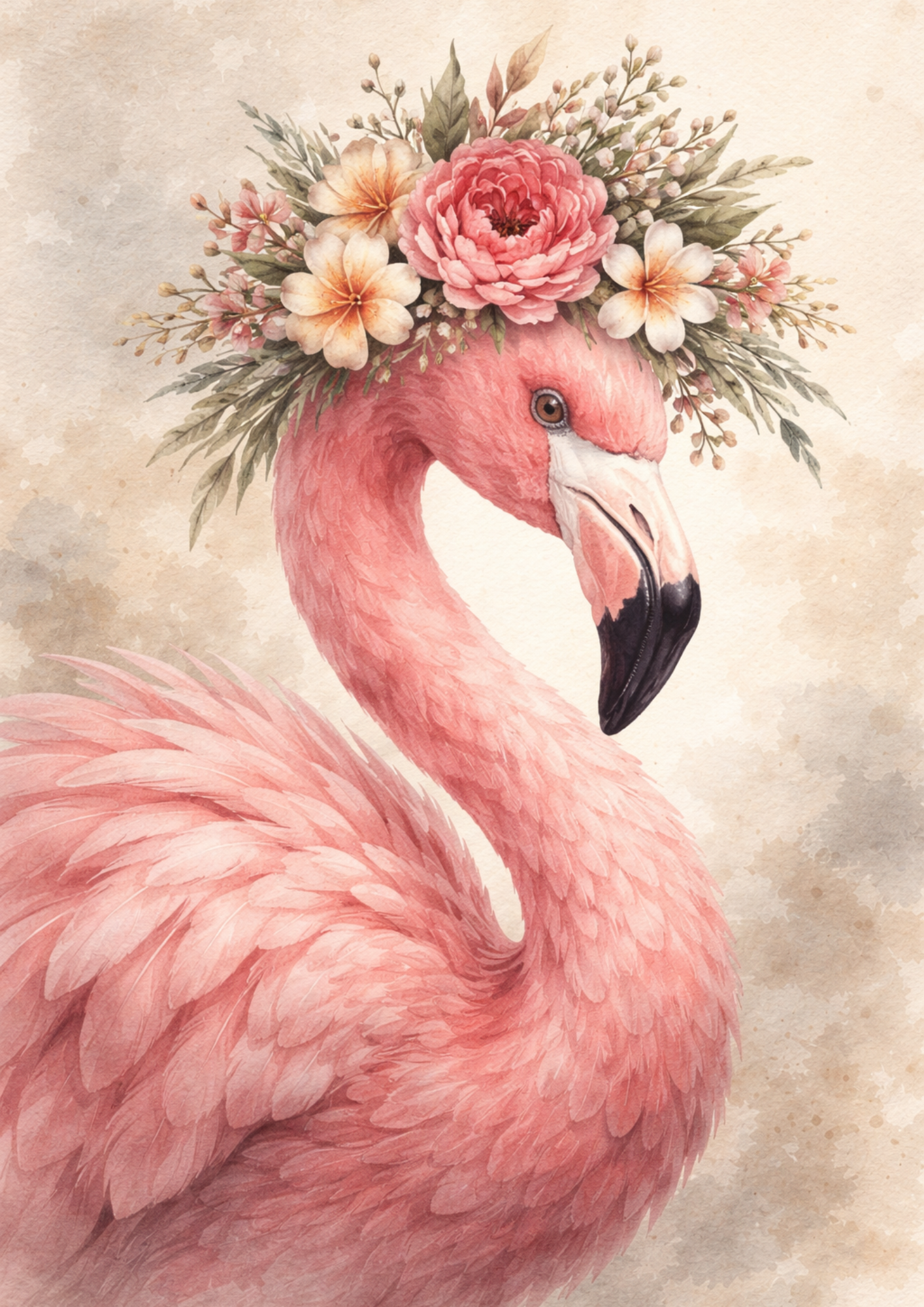 Sticker Sheet / Greeting Card – Flamingo In A Wreath Full Cat. No. 8409