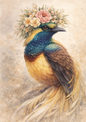 Sticker Sheet / Greeting Card – Colorful Bird of Paradise in a Wreath Full Cat. No. 8411