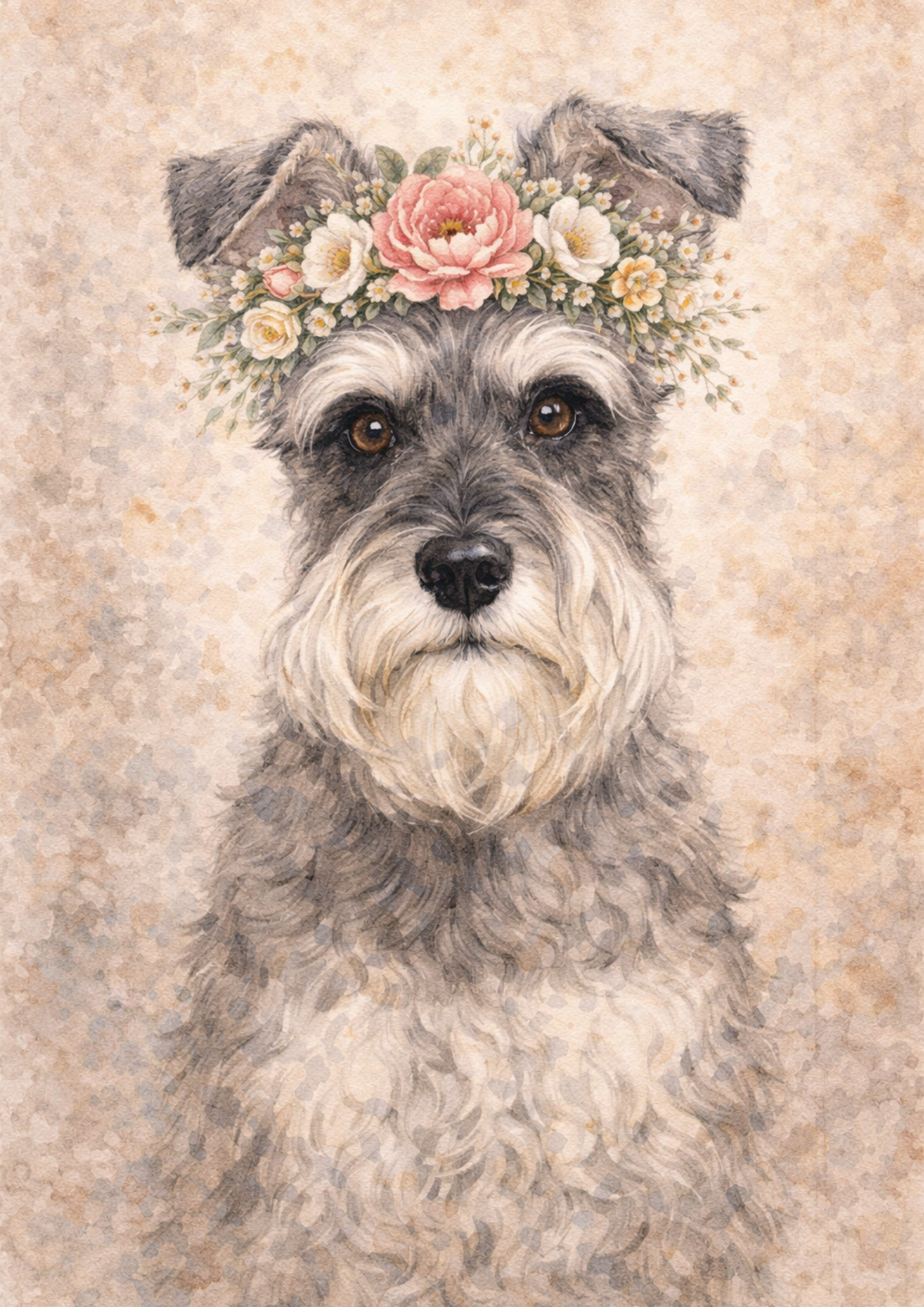 Sticker Sheet / Greeting Card – Miniature Schnauzer In A Wreath Full Cat. No. 8421