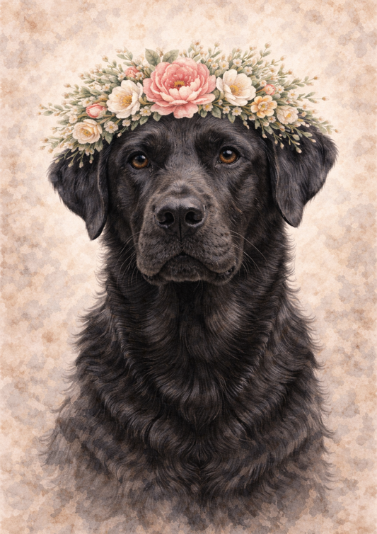Sticker Sheet / Greeting Card – Labrador In A Wreath Full Cat. No. 8422
