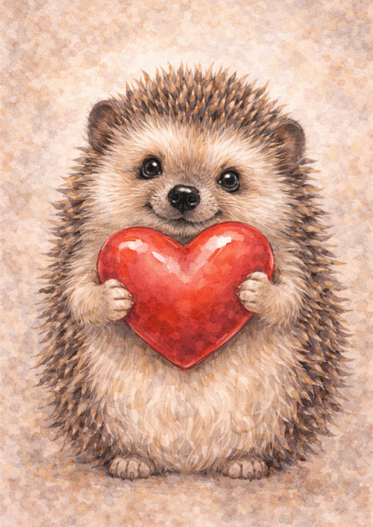 Sticker Sheet / Greeting Card – Hedgehog Holding a Heart Full Cat. No. 8424