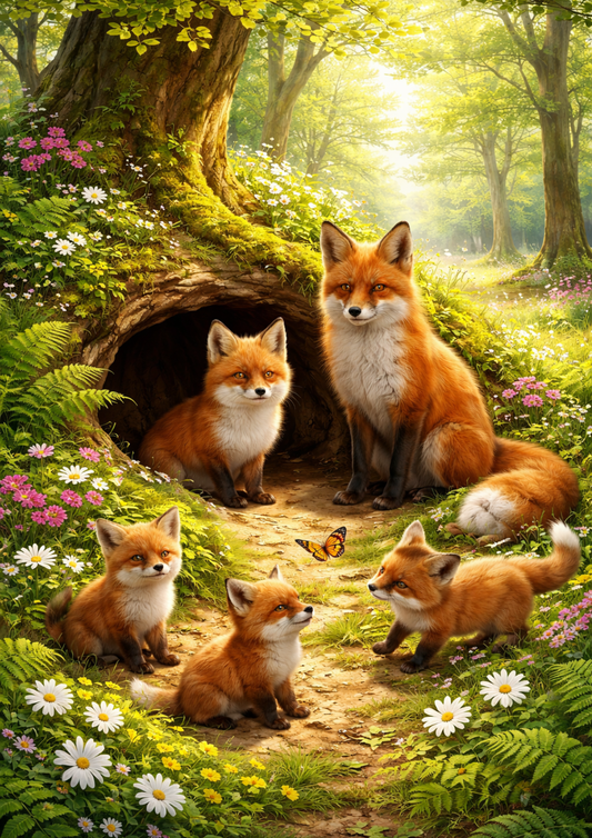 Sticker Sheet / Greeting Card – Foxes Full Cat. No. 8426