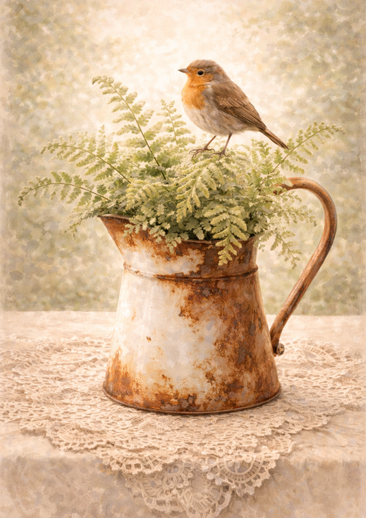 Sticker Sheet / Greeting Card – Red Robin On Flowers Full Cat. No. 8434