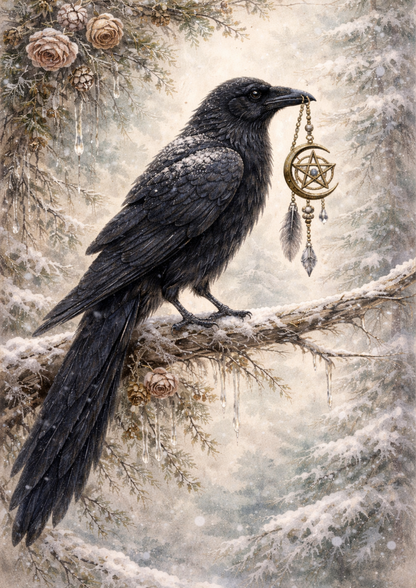 Sticker Sheet / Greeting Card – Raven With Talisman Full Cat. No. 8444