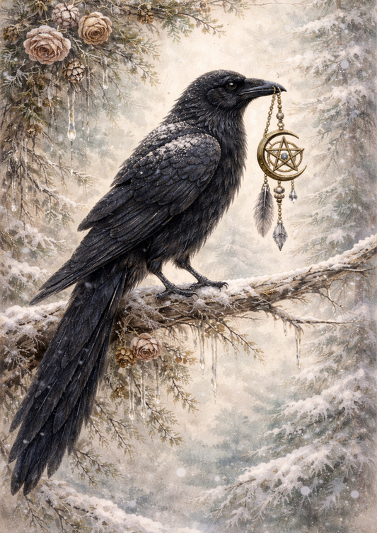 Sticker Sheet / Greeting Card – Raven With Talisman Full Cat. No. 8444