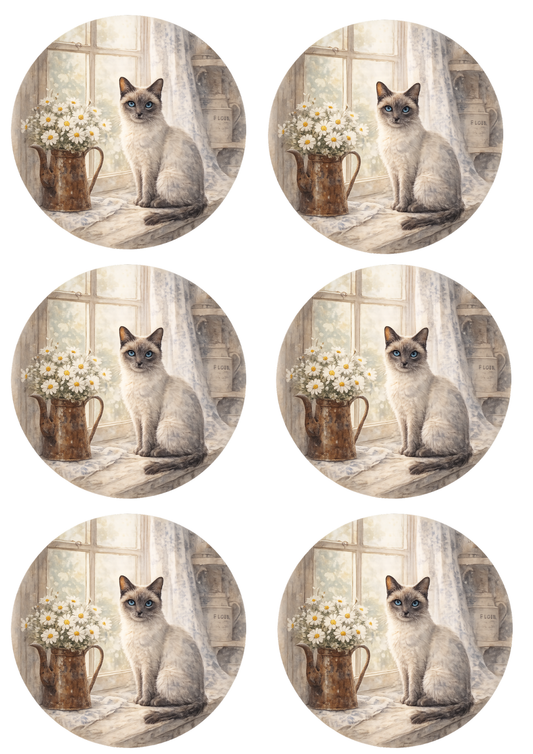 Sticker Sheet / Greeting Card – Cat On The Windowsill Collage Cat. No. 8449