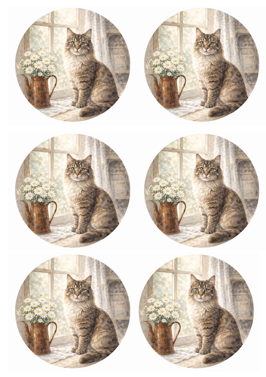 Sticker Sheet / Greeting Card – Cat On The Windowsill Collage Cat. No. 8450