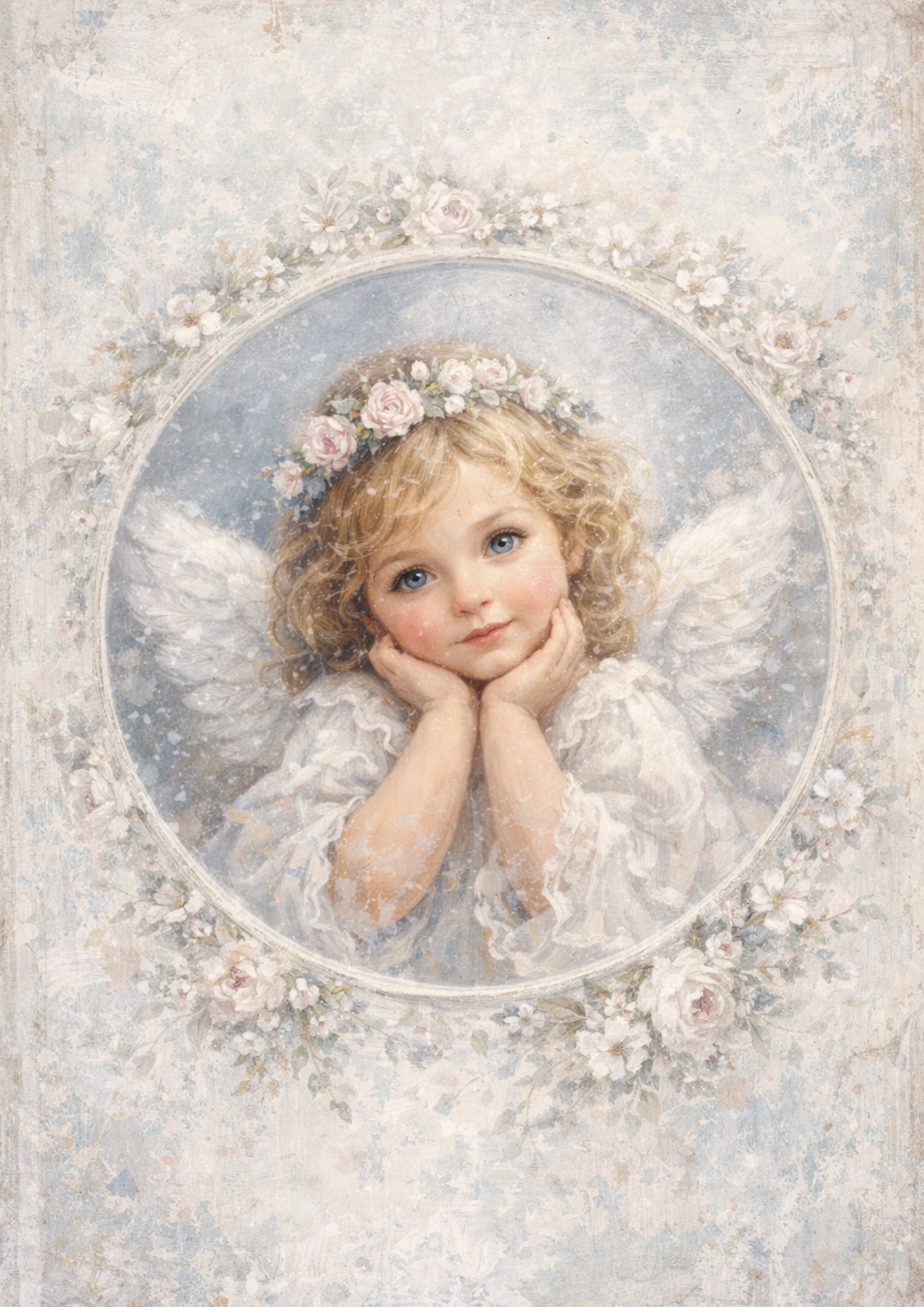 Sticker Sheet / Greeting Card – Little Angel In A Wreath Full Cat. No. 8457