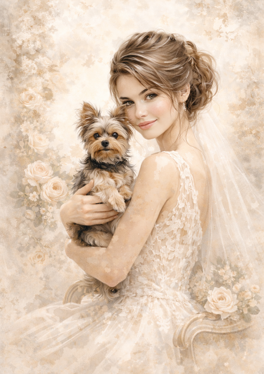 Sticker Sheet / Greeting Card – Bride With Dog Full Cat. No. 8461