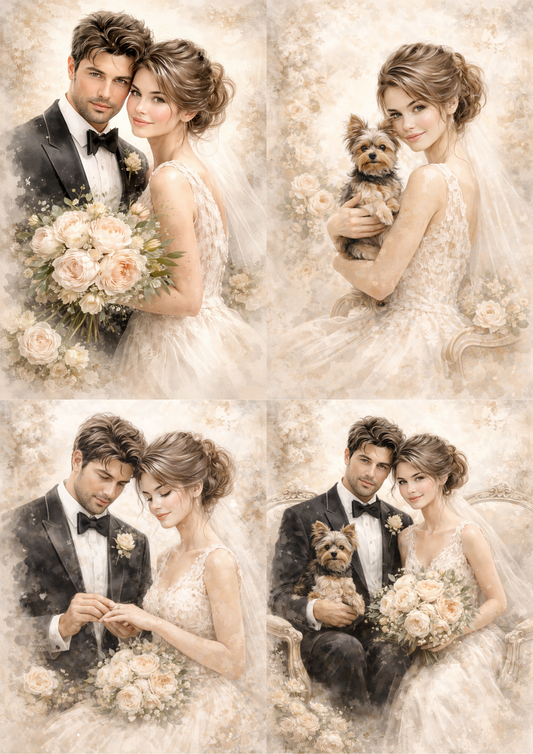 Sticker Sheet / Greeting Card – Young Married Couple Collage Cat. No. 8467