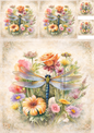 Sticker Sheet / Greeting Card – Dragonfly Over Flowers Collage Cat. No. 8470