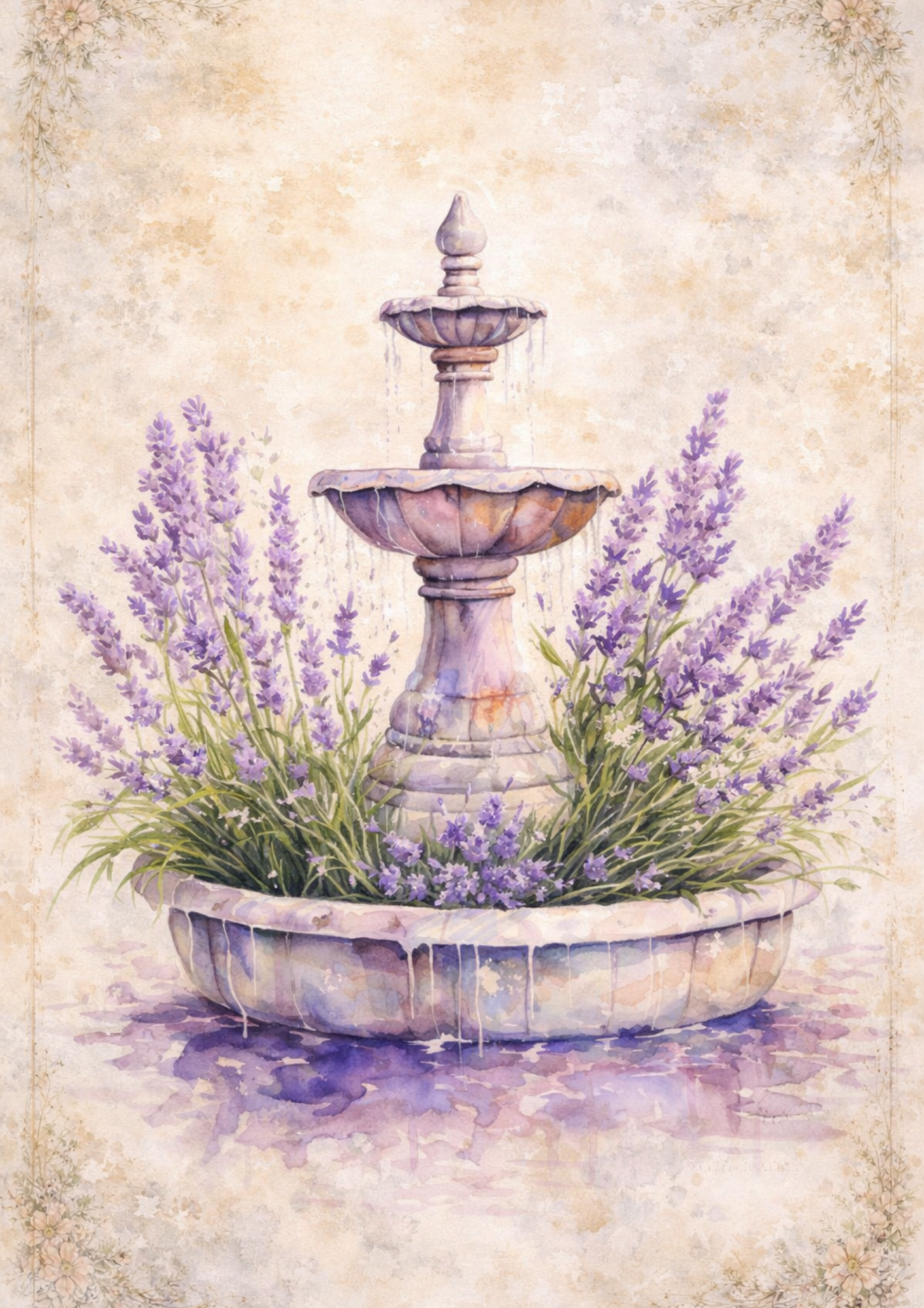 Sticker Sheet / Greeting Card – Lavender in the Fountain Full Cat. No. 8471