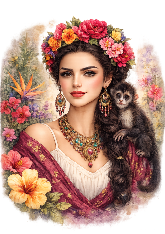 Sticker Sheet / Greeting Card – Exotic Woman in a Wreath Full Cat. No. 8480