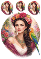 Sticker Sheet / Greeting Card – Exotic Woman in a Wreath Collage Cat. No. 8481