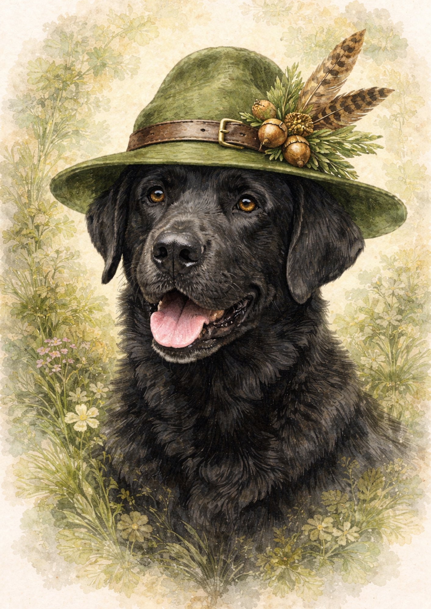 Sticker Sheet / Greeting Card – Labrador In A Hunting Hat Full Cat. No. 8485