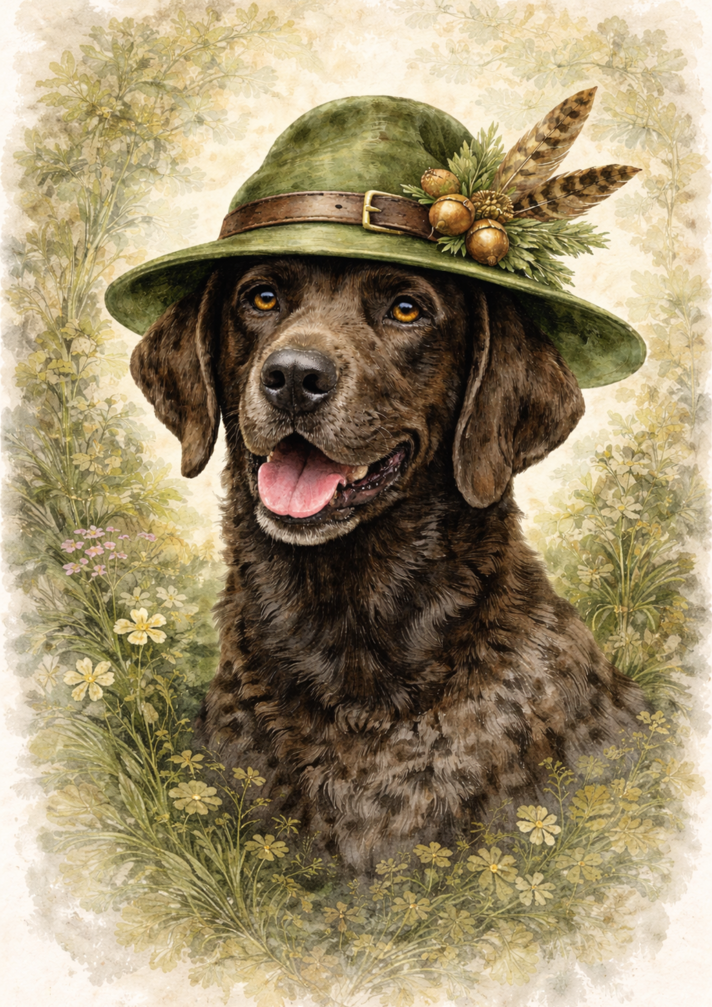 Sticker Sheet / Greeting Card – Labrador In A Hunting Hat Full Cat. No. 8487