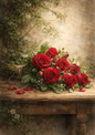 Sticker Sheet / Greeting Card – Bouquet of Red Roses Background For Journaling Full Cat. No. 8491