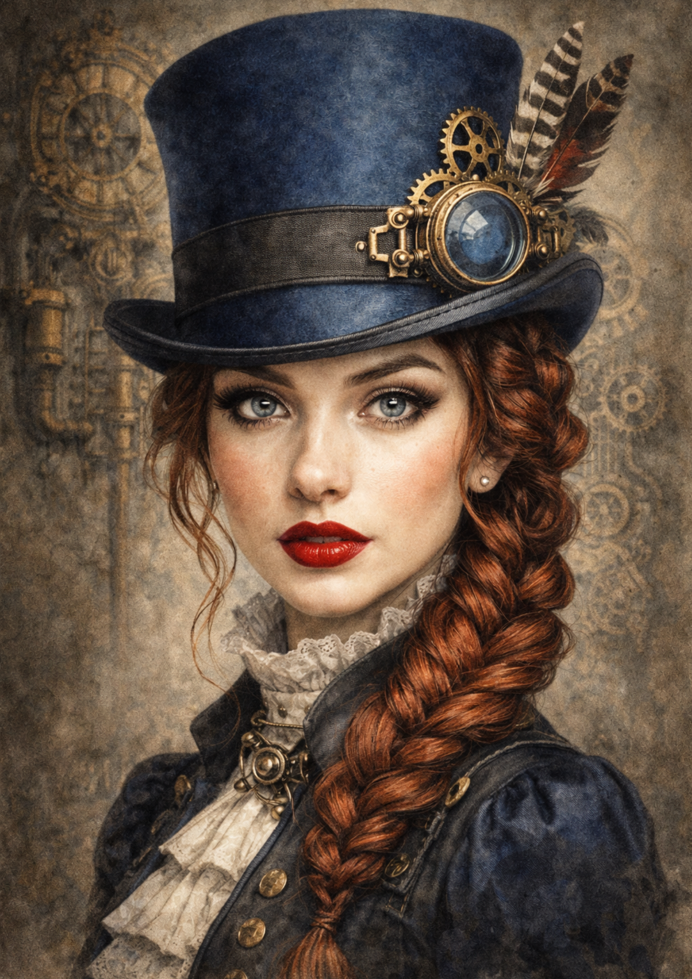 Sticker Sheet / Greeting Card – Woman In A Hat Steampunk Style Full Cat. No. 8492